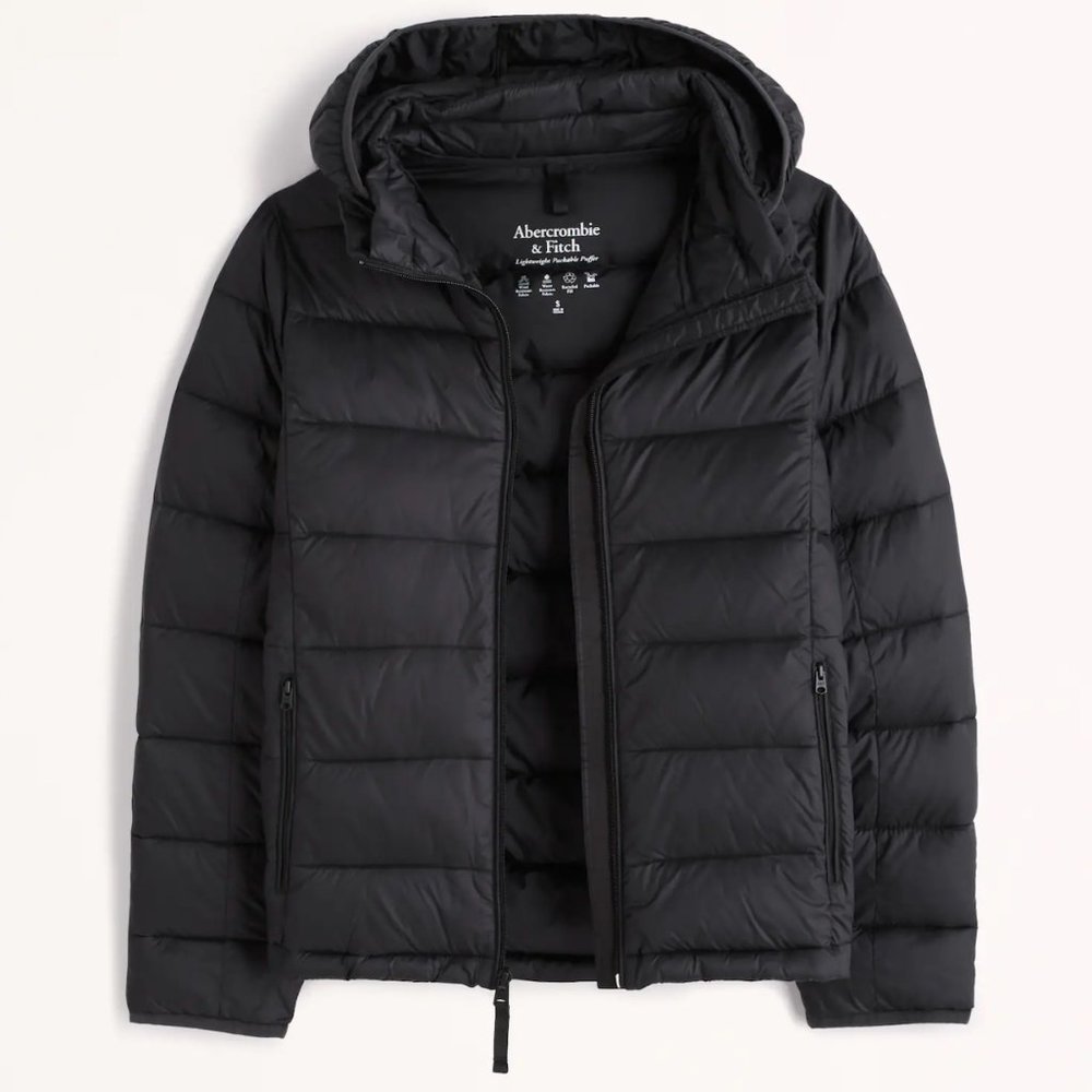Abercrombie XXS Lightweight Packable Puffer Black